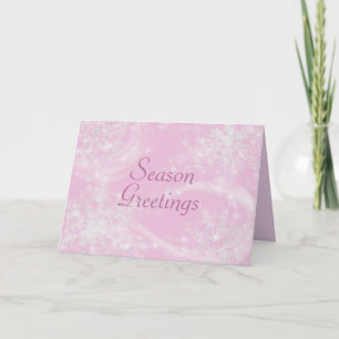 Den ljusa rosa snowflaken Julhälsningar kortet Helgkort