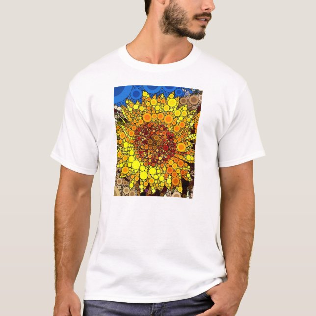 Den ljusa solrosen cirklar det mosaiska Digital T Shirt (Framsida)