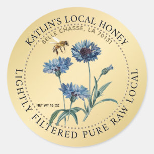 Den lokala honungsbeteckningen Blue Aster Flower H Runt Klistermärke