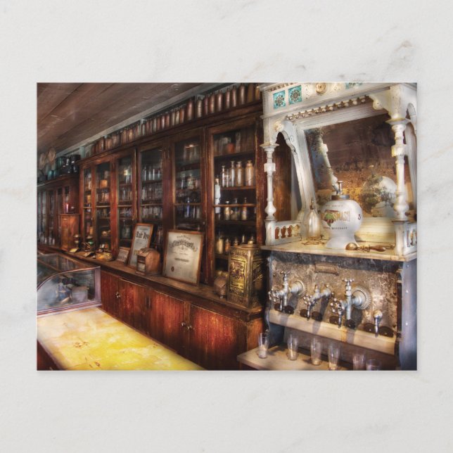 Den lokala soda Fontän Vykort (Framsida)