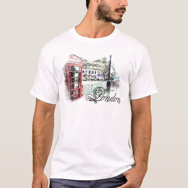 Den London färgaden skissar T-shirt (Framsida)
