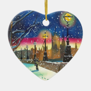 Den London lamplighterthames Gordon Bruce konsten Julgransprydnad Keramik