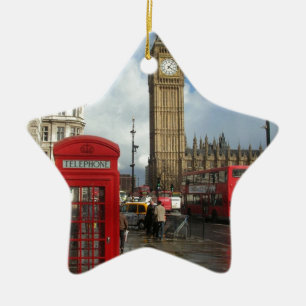 Den London telefonen boxas & stora Ben (St.K) Julgransprydnad Keramik