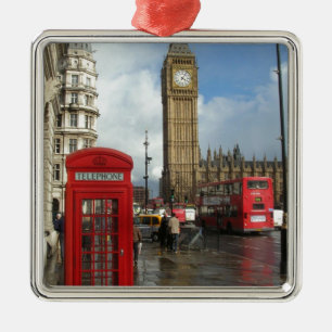 Den London telefonen boxas & stora Ben (St.K) Julgransprydnad Metall