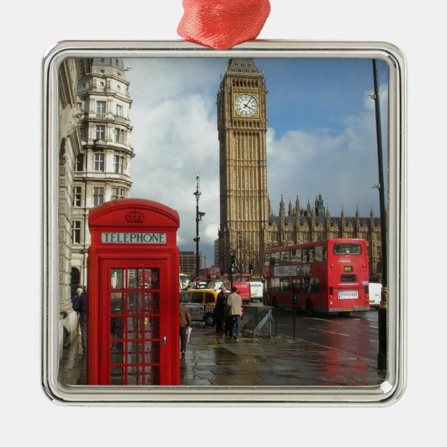 Den London telefonen boxas & stora Ben (St.K) Julgransprydnad Metall (Framsidan)