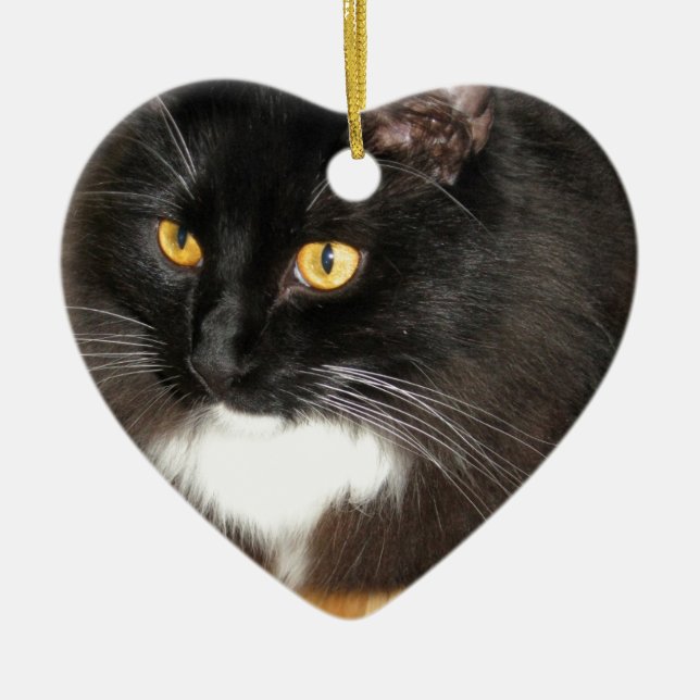 Den Lone stjärnakatten som Perching på ett bord, Julgransprydnad Keramik (Framsidan)