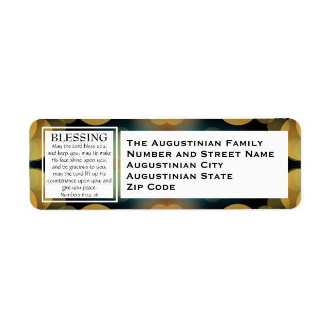 DEN LORD BLESS DU Numrerar 6 Blå Returadress Etikett (Framsidan)