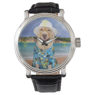 Den lösa hängningen och bär på den gul lab armbandsur