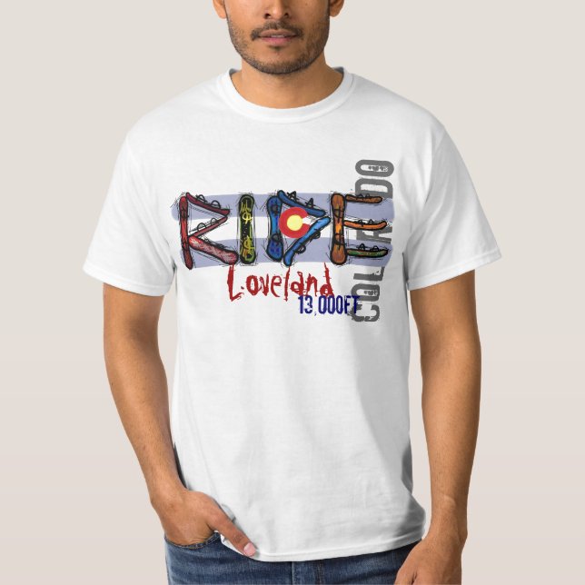 Den Loveland Colorado snowboardhöjden värderar T Shirt (Framsida)
