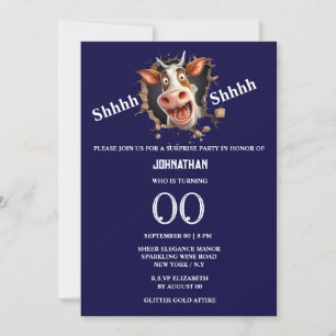 Den lusniske kon ansikte överraskar party alla åld inbjudningar