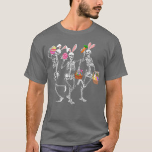 Den lusnye Glad påsk-dagen Dancing Skeleton Bunny  T Shirt