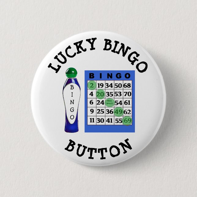 Den lyckliga BINGOEN knäppas blåttkort knäppas Knapp (Framsida)