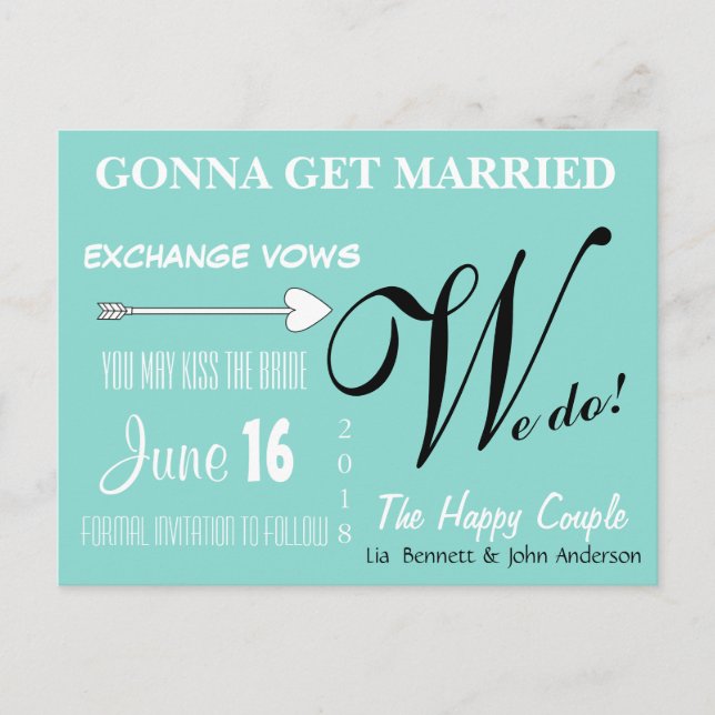 Den Lyckliga Bruden Vi Sparar Datum Pärmkort Meddelande Vykort (Framsida)