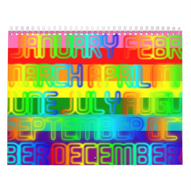 Den lyckliga färgrika regnbågen färgar typografi kalender (Omslag)