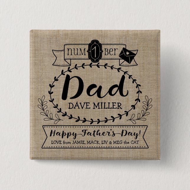 Den lyckliga fars dag numrerar 1 en knapp (Framsida)