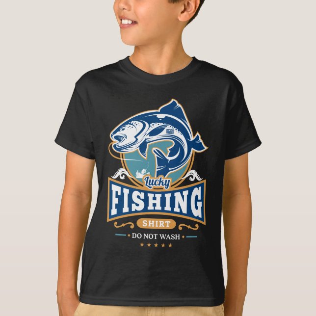 Den lyckliga fiskeskjortan tvättar inte den t shirt (Framsida)