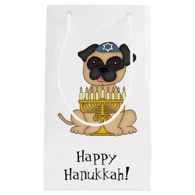 Den lyckliga Hanukkah-Mops hunden med (Framsidan)