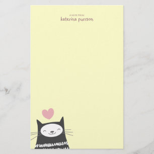 Den lyckliga Kawaii katten Personalizable noterar Brevpapper