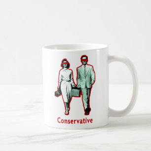Den lyckliga konservativet kopplar ihop kaffemugg