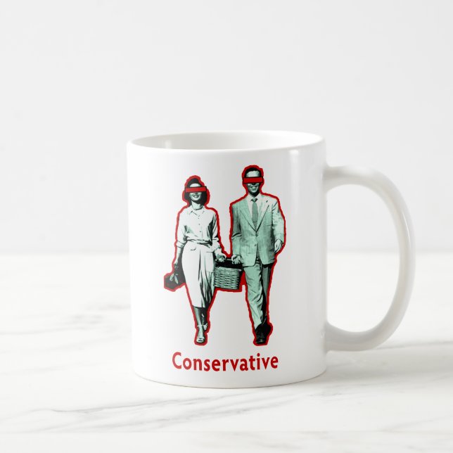 Den lyckliga konservativet kopplar ihop kaffemugg (Höger)