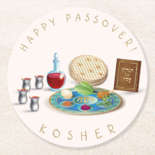 Den lyckliga påskhögtiden pläterar Kosher Pesac Underlägg Papper Rund