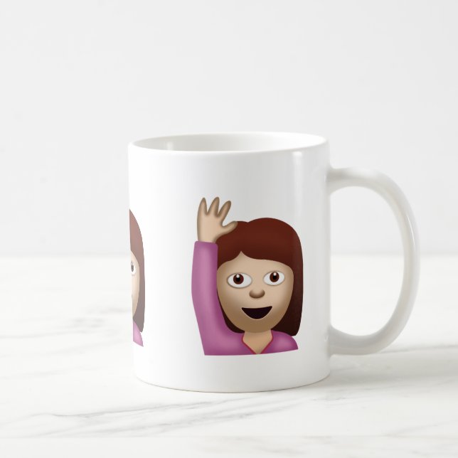 Den lyckliga personen som lyfter en, räcker Emoji Kaffemugg (Höger)