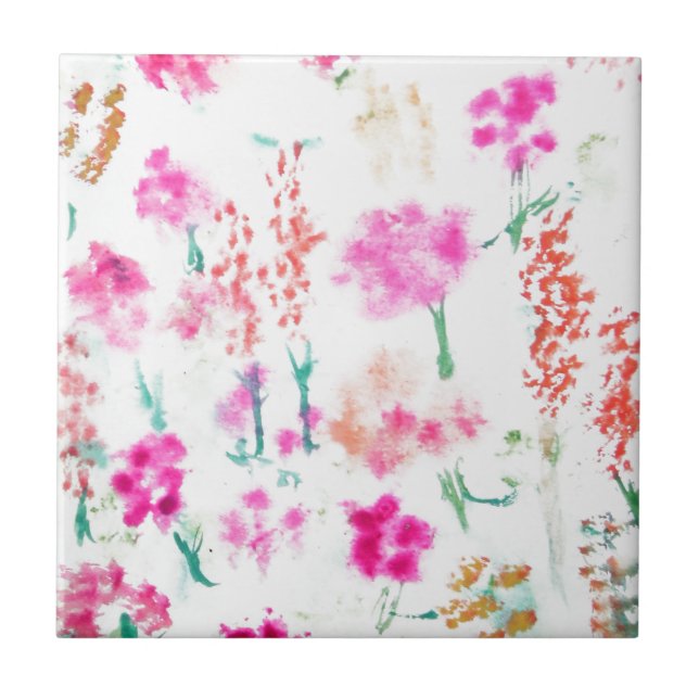 Den lyckliga solskenblomsterträdgården blommar kakelplatta (Framsidan)