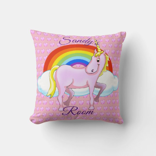 Den lyckliga unicornen kvadrerar kudder kudde (Framsida)