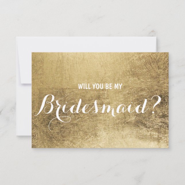 Den lyxiga fauxbladguldet ska dig är min brudtärna inbjudningar (Framsida)