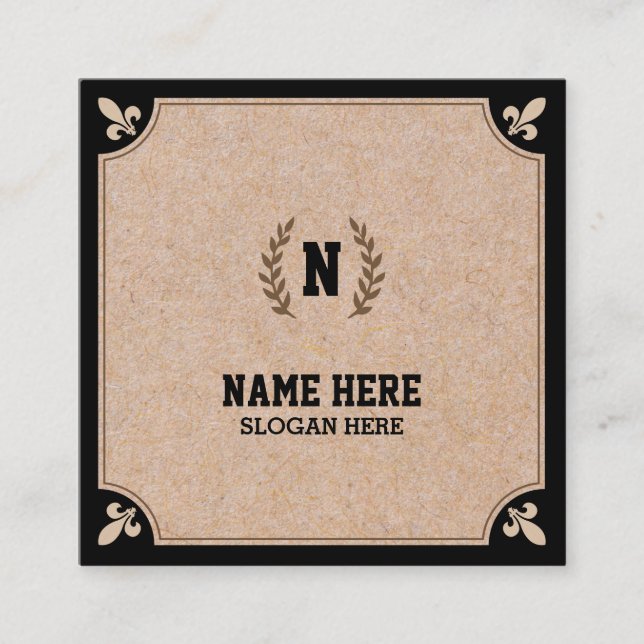 Den lyxiga Kraft UTSKRIVAVNA svarten kvadrerar Fyrkantigt Visitkort (Framsida)