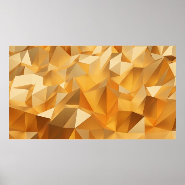 Den lyxmoderna designen guld polygonbakgrunden 3d  poster (Framsidan)