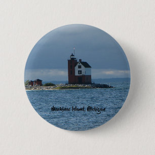 Den Mackinac ön, den Michigan fyren knäppas Knapp