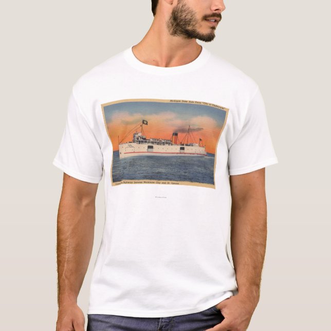 Den Mackinaw staden, MI - beskåda av stad av T Shirt (Framsida)