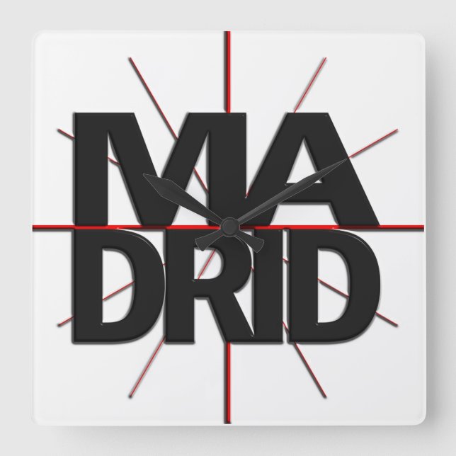 Den Madrid Timezoneväggen tar tid på Fyrkantig Klocka (Framsida)