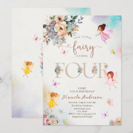 Den magiska Blommigten Fairy Princess vänder fyra  Inbjudningar