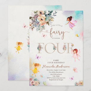 Den magiska Blommigten Fairy Princess vänder fyra Inbjudningar
