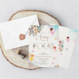 Den magiska Blommigten Fairy Princess vänder fyra  Inbjudningar