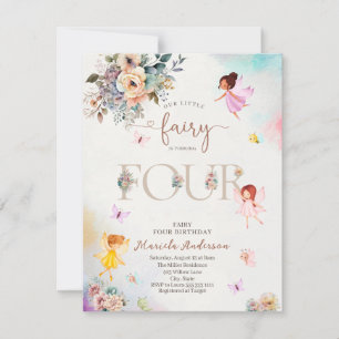Den magiska Blommigten Fairy Princess vänder fyra Inbjudningar