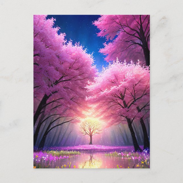 Den magiska glöden i Golden Träd Vykort (Framsida)