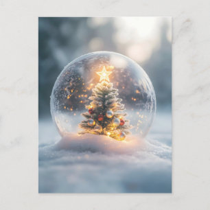 Den magiska julen Snö Globe med Glowing Träd Helg Vykort