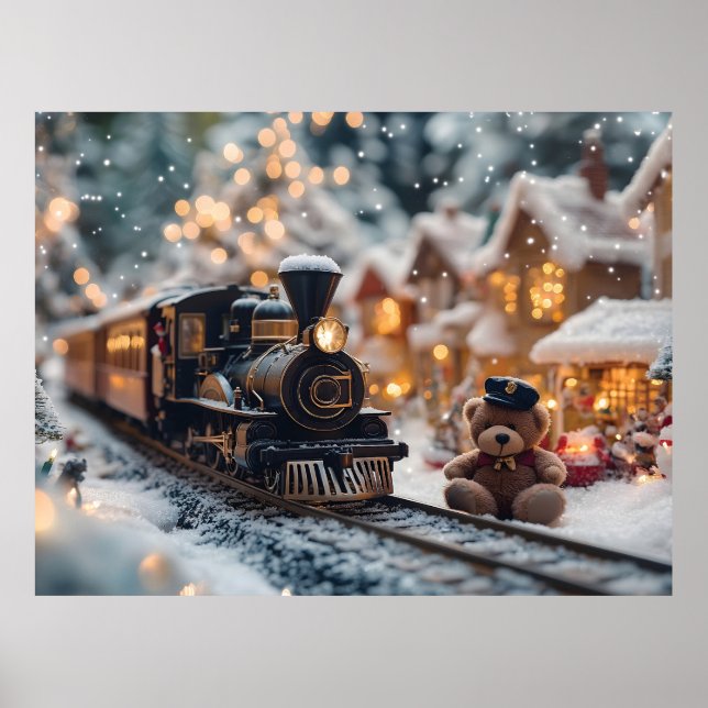 Den magiska julscenen Tåg med Nalle Poster (Framsidan)