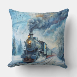Den magiska jultomten Tåg Pillow - Vintage Winter Kudde