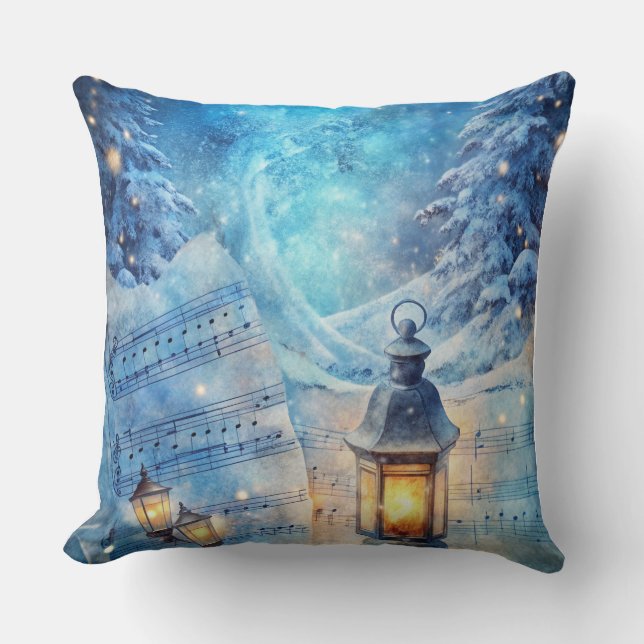 Den magiska jultomten Tåg Pillow - Vintage Winter Kudde (Framsida)