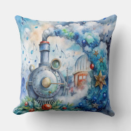 Den magiska jultomten Tåg Pillow - Vintage Winter Kudde