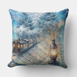 Den magiska jultomten Tåg Pillow - Vintage Winter Kudde