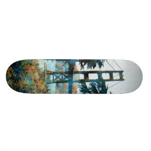 Den magiska solnedgången överbryggar Blue_orange Skateboard Bräda 20 Cm