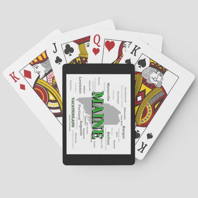 Den Maine städer och städer påstår pridekartan Casinokort (Baksidan)