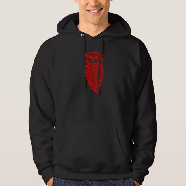 Den majestätiska ugglahoodien (den röda ugglan) hoodie (Framsida)