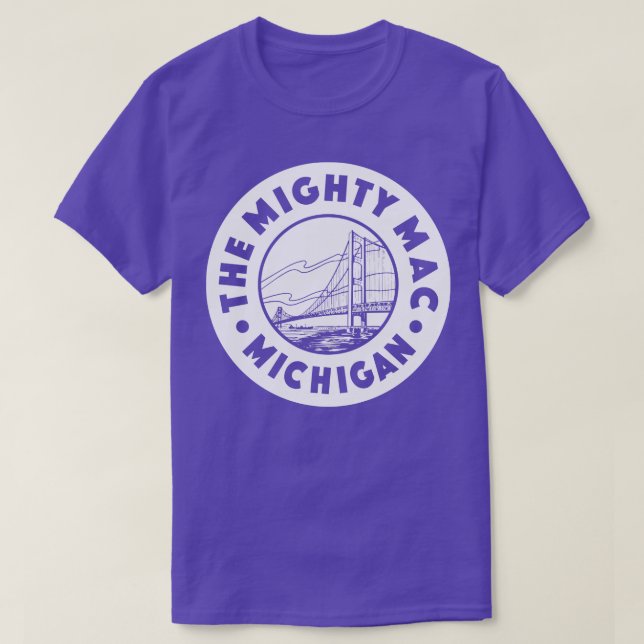 Den mäktige Mac Michigan Circle White T Shirt (Design framsida)