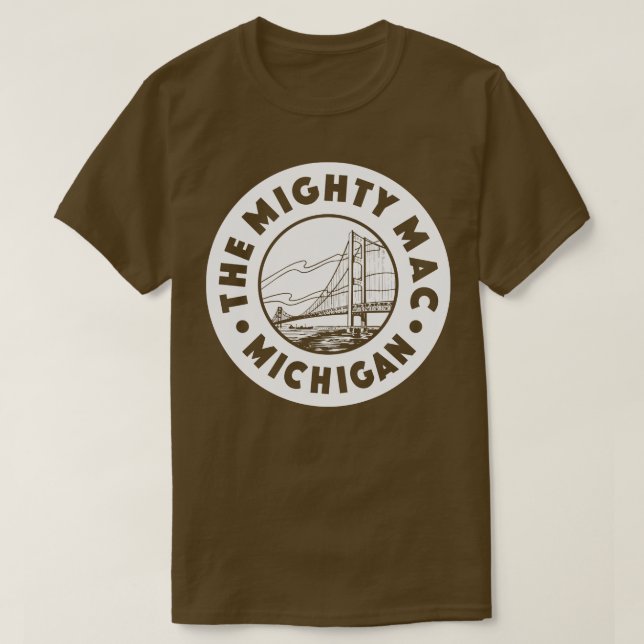 Den mäktige Mac Michigan Circle White T Shirt (Design framsida)